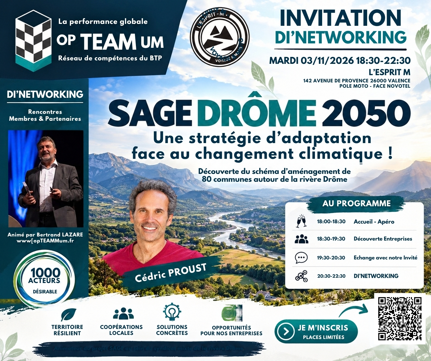 2026-11-03-OPTEAMUM-DINETWORKING-SAGE-DROME-2050 Affiche, 1 000 ACTEURS pour UN MONDE DÉSIRABLE